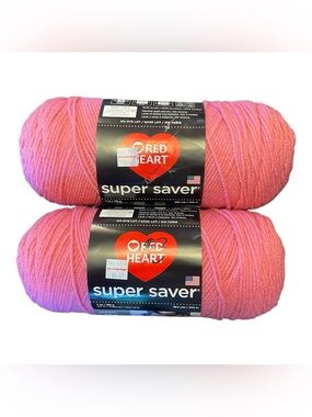 Red Heart Super Saver Yarn Light Raspberry 774 Medium 4 Acrylic 7oz 2 Skeins USA